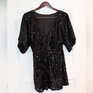 Elegant Black Sequin Maxi Dress